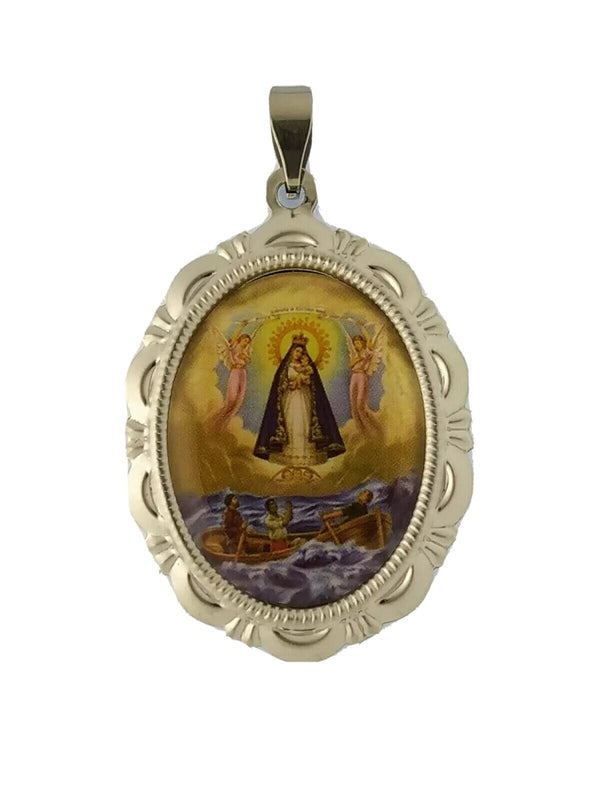 Caridad del Cobre Oval Medal Catholic Religious Stainless Steel Pendant Ochún