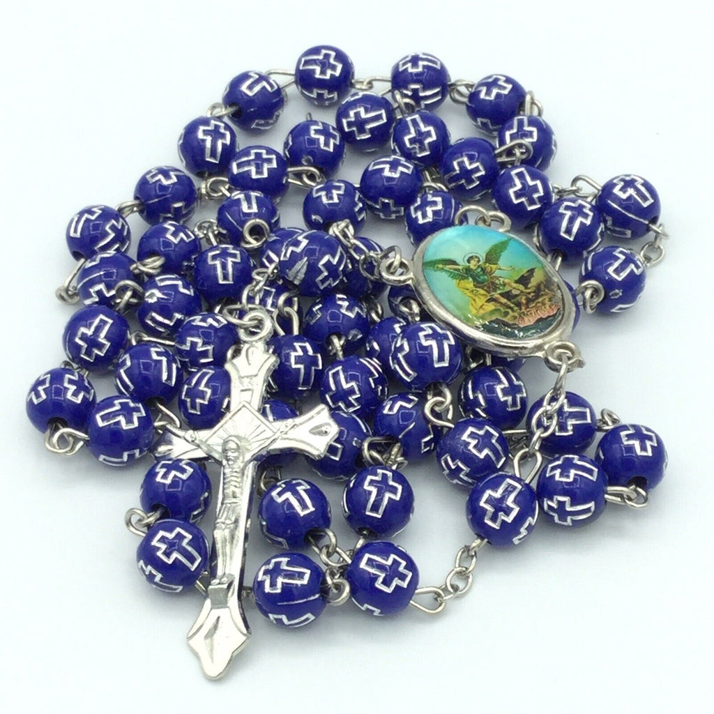 Saint St.Michael Archangel Blue  Rosary San Miguel arcángel Necklace Protection