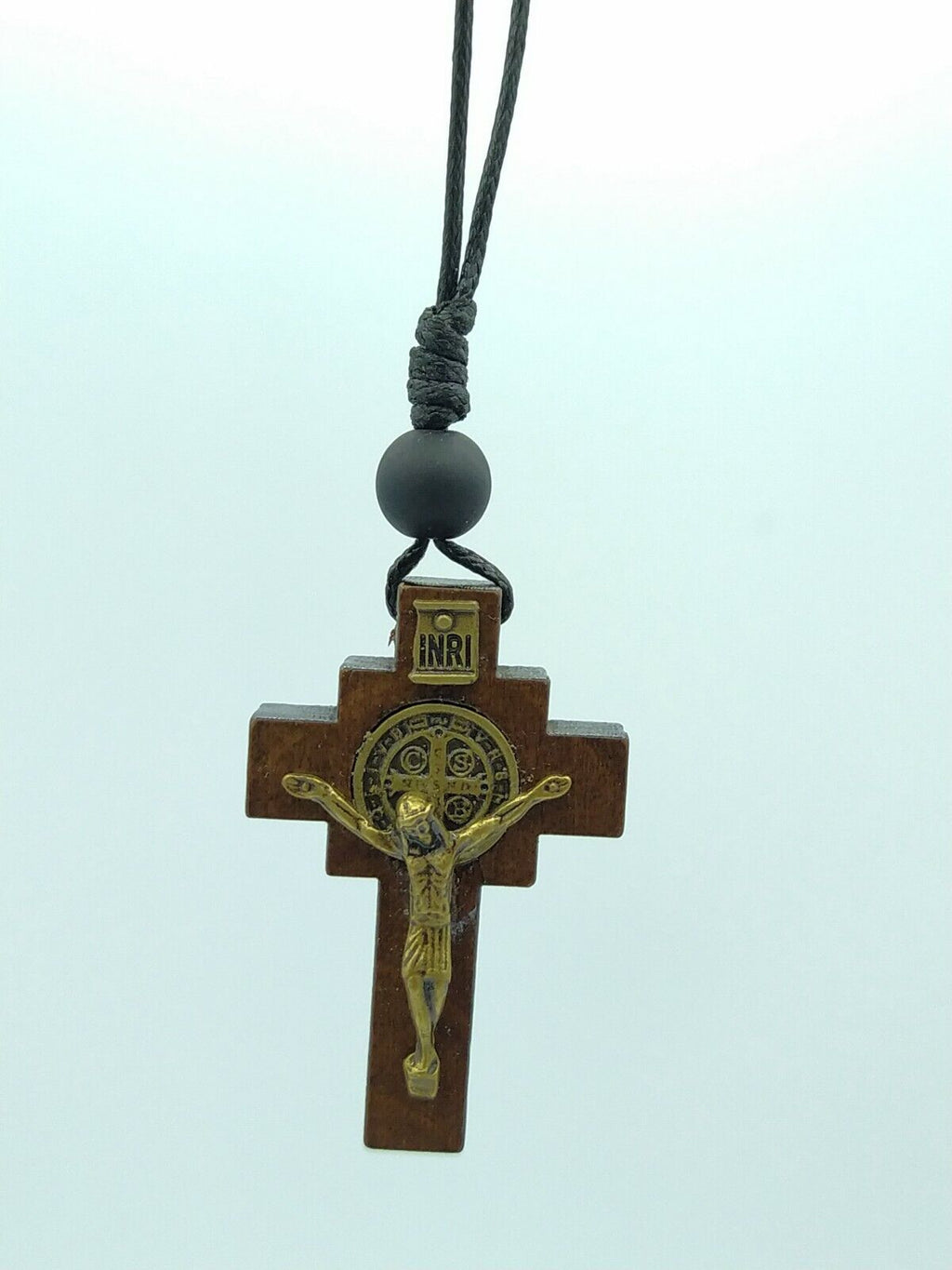 St.Saint Benedict Medal Wooden  Crucifix cross Necklace Cruz medalla San Benito