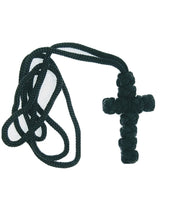 Black Knotted Cord Cross Orthodox Prayer Rope Knot macrame Necklace Soft Serbian