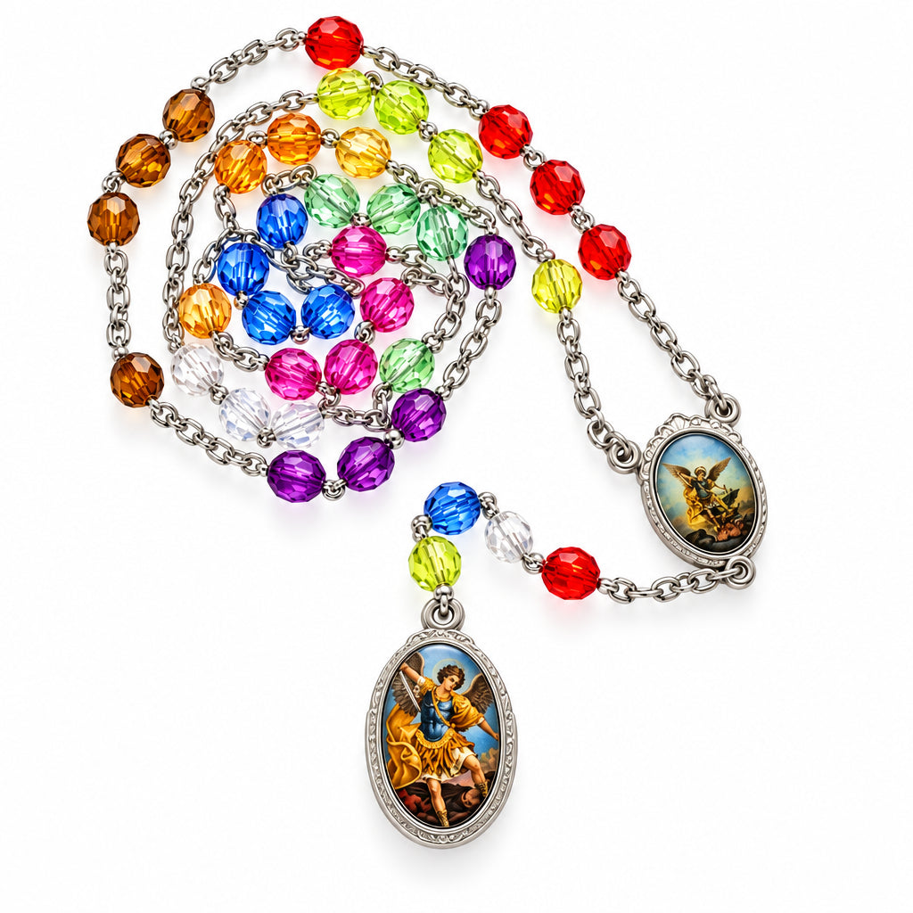 SAINT MICHAEL Rosary Chaplet Necklace beads Coronilla de San Miguel Arcángel