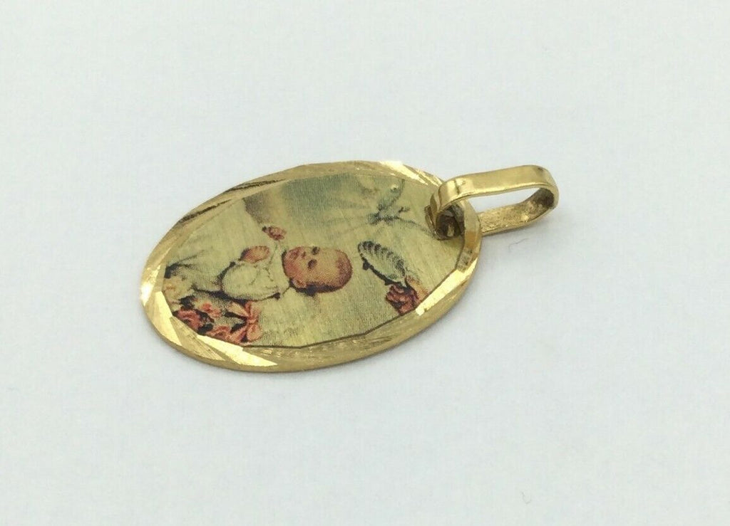 18k Gold Plated Baptism Gift Catholic Medal Pendant Necklace Regalo de Bautizo