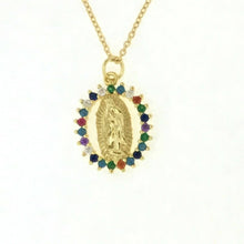 Gold Plated Virgen de Guadalupe Necklace Pendant Virgin Mary 20