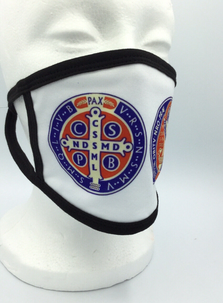 Handmade Face Mask Cover Saint St.Benedict Medal Covering washable 100% cotton