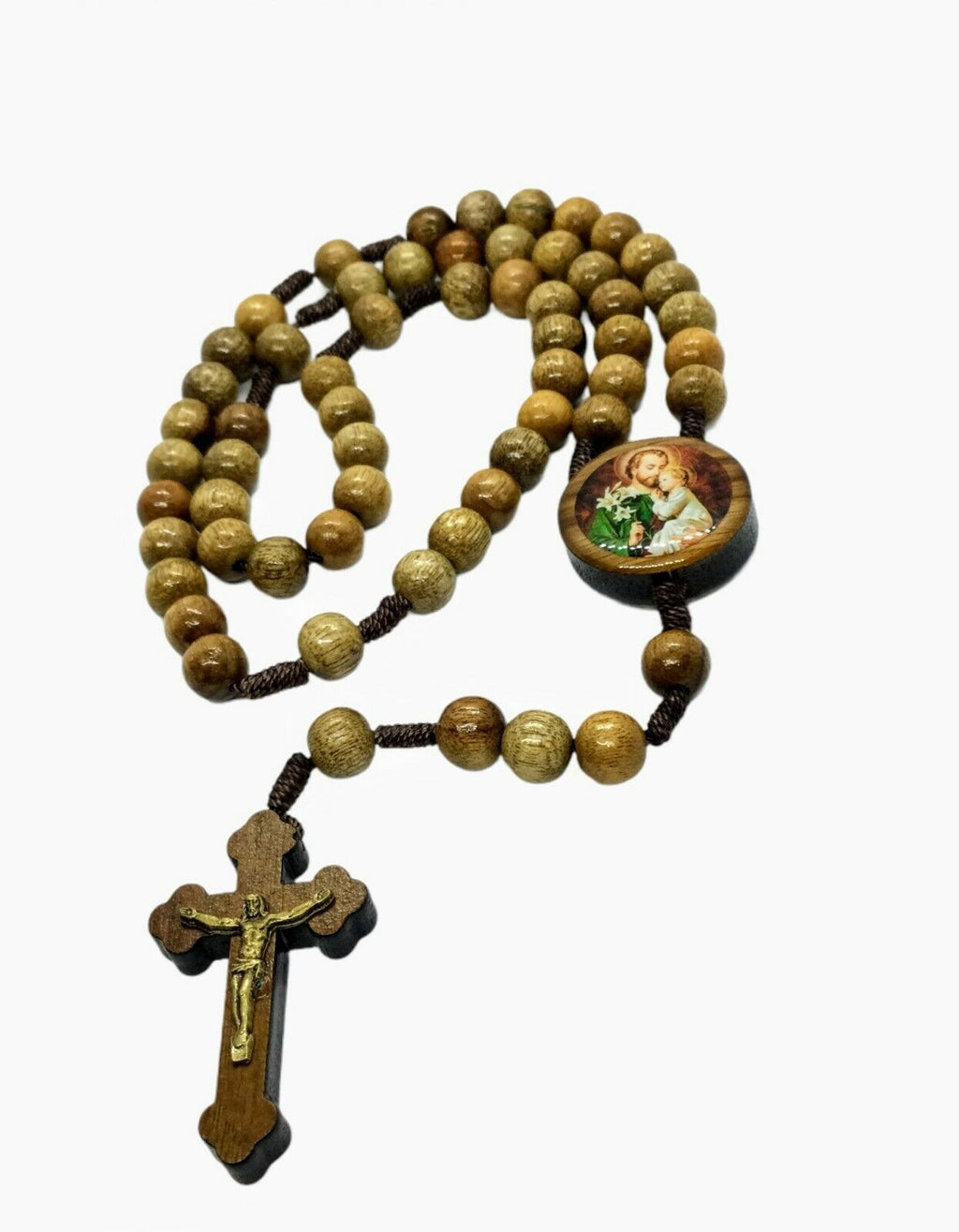 Saint St.Joseph Rosary Wood Beads Rosario de San Jose father's day Gift Prayer 