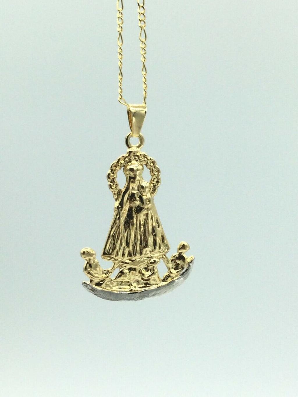 18k Virgen Caridad Del Cobre Our Lady of Charity Yoruba Pendant Necklace Medal