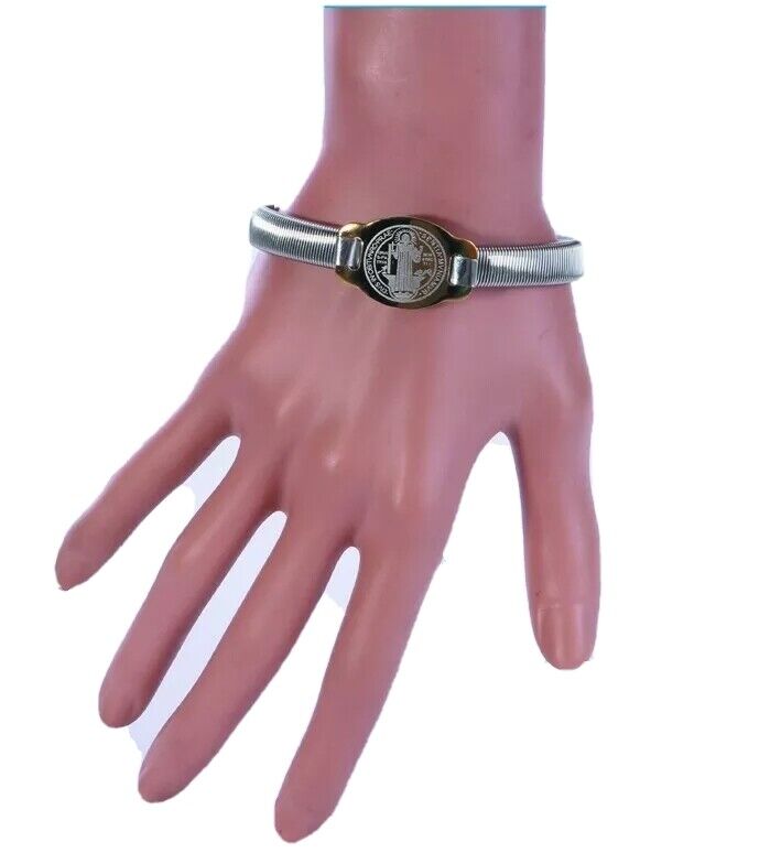 Set 12 X Stainless Steel Stretch Men's Bracelet Saint Benedict Medal San Benito