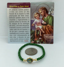 Saint St.Joseph San Jose Green Stretch Adjustable Religious Catholic Bracelet 