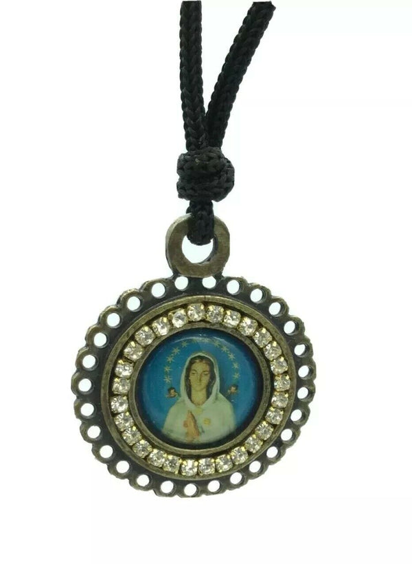 Virgen de la Rosa Mística Necklace Religious Catholic Pendant.Christian Medal
