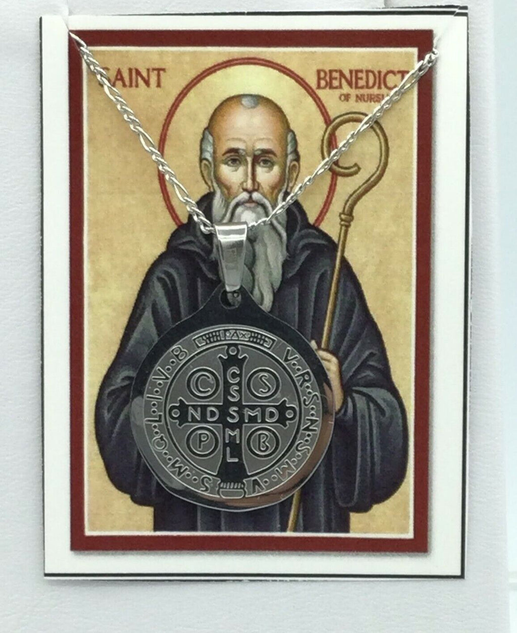 Medalla de San Benito Saint St. Benedict Medallion Medal Pendant chain Necklace