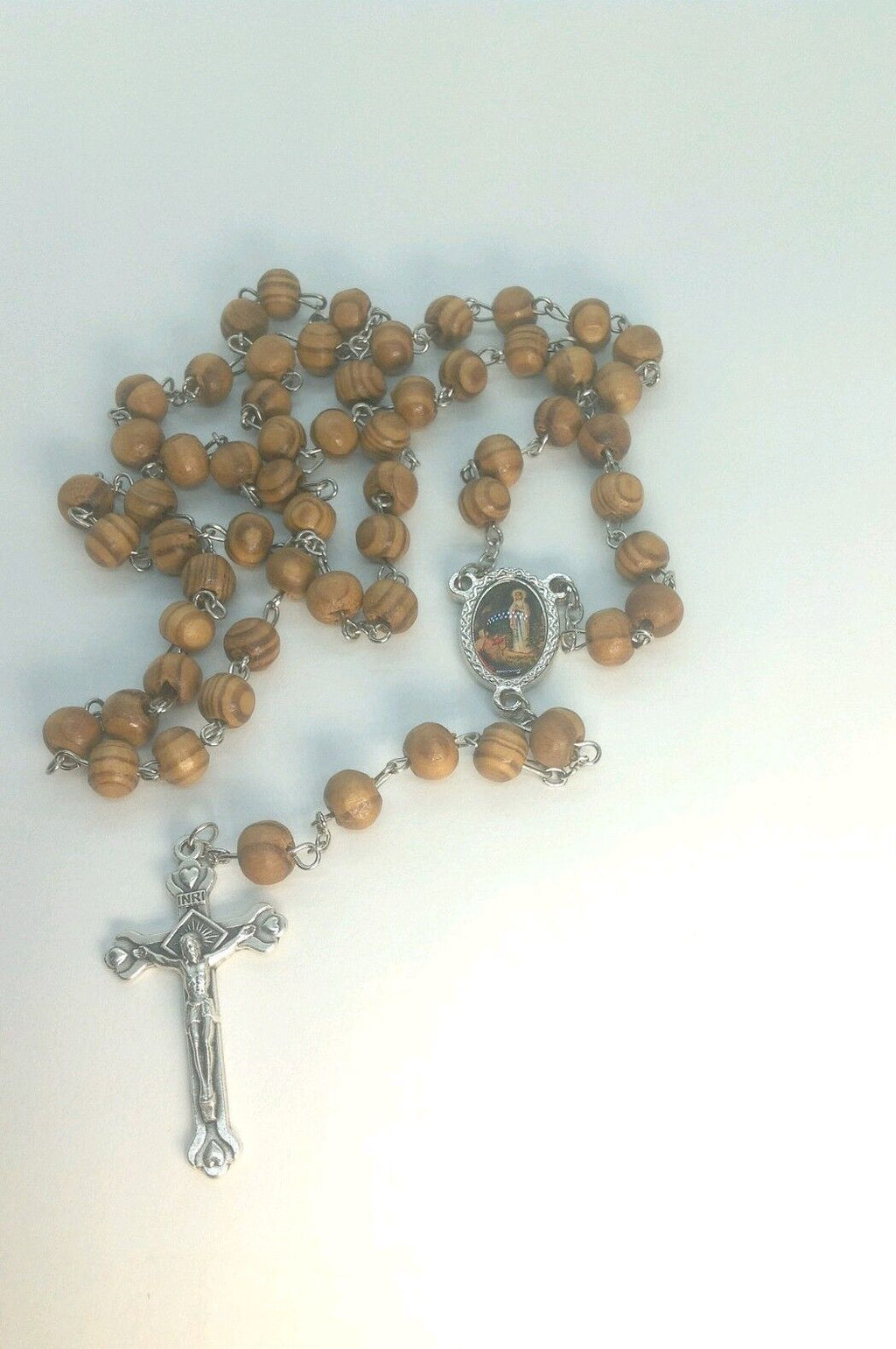 Our Lady of Lourdes Rosary Olive wood Jerusalem Virgen Lourdes Rosario de madera