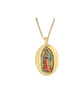 Virgen de Guadalupe Pendant 14k Gold Plated Medal with 20 Inch Chain Mexico