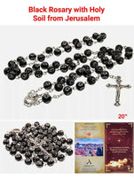 Catholic Black Rosary Beads Decorated Crucifixion  Holy Soil from Jerusalem Cruz