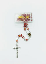 Glass Crystal Beads Rosary  Holy Soil Silver Cross Crucifix Jerusalem Blessings