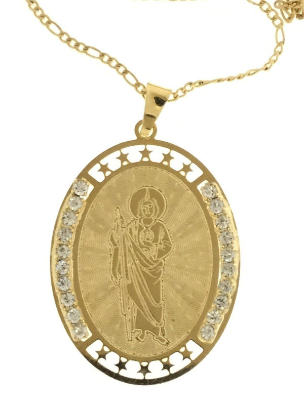 San Judas Tadeo - Saint Jude Thaddeus Medal 18K Gold Plated Medalla with 20 inch