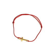 Pulsera De La CRUZ  Hilo Rojo Ajustable red cord Bracelet Cross Gold Plated 