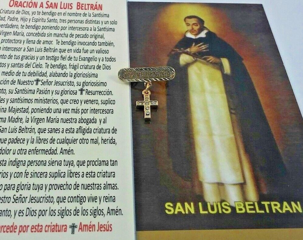 18k GOLD PLATED NEWBORN Baby Gift CROSS Pin Protection  Dios ME Bendiga Blessing