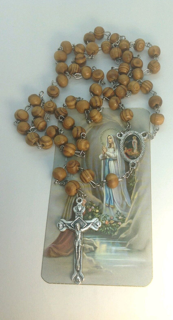 Our Lady of Lourdes Rosary Olive wood Jerusalem Virgen Lourdes Rosario de madera