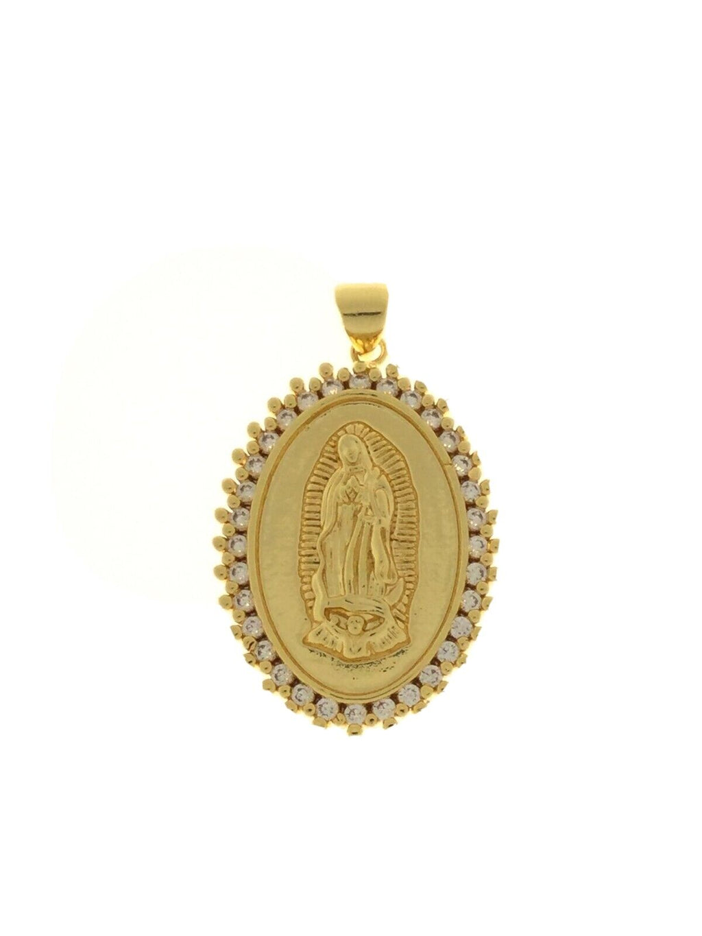 14k Gold Plated Virgen de Guadalupe Necklace Pendant Virgin Mary 20" Chain Jesus