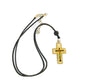 2"Jesus Crucifix Cross pendant Catholic Christian Necklace Black Enamel On Cord 