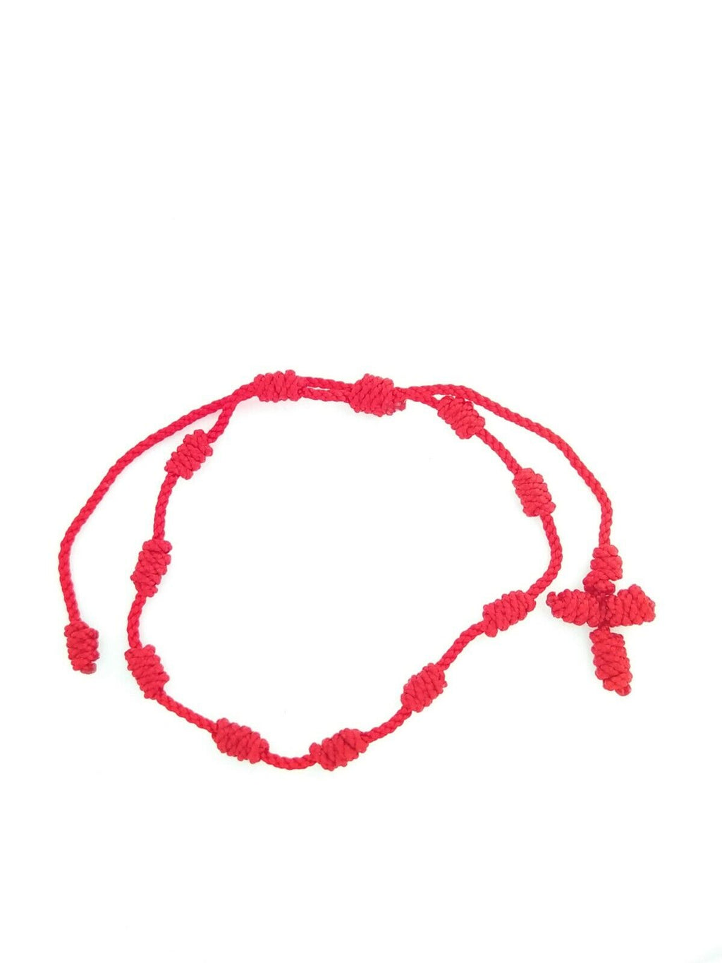 2 X Lucky Charms Rosary Red Bracelet, Pulsera Decenario, Cross Bracelet Knotted 