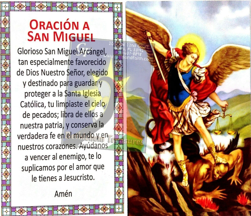 Saint Michael Desk Stand Jerusalem Soil Olive Wood San Miguel arcángel 3" Inches