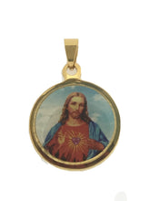  14k gold Plated Sacred Heart of Jesus Religious Pendant Necklace Stainless St.