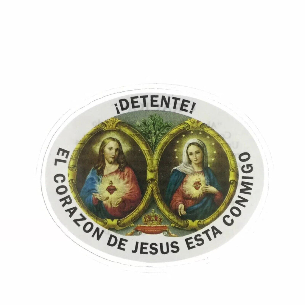 2XSACRED HEART OF JESUS , Mary DETENTE corazón de Jesús María laminated  Healing
