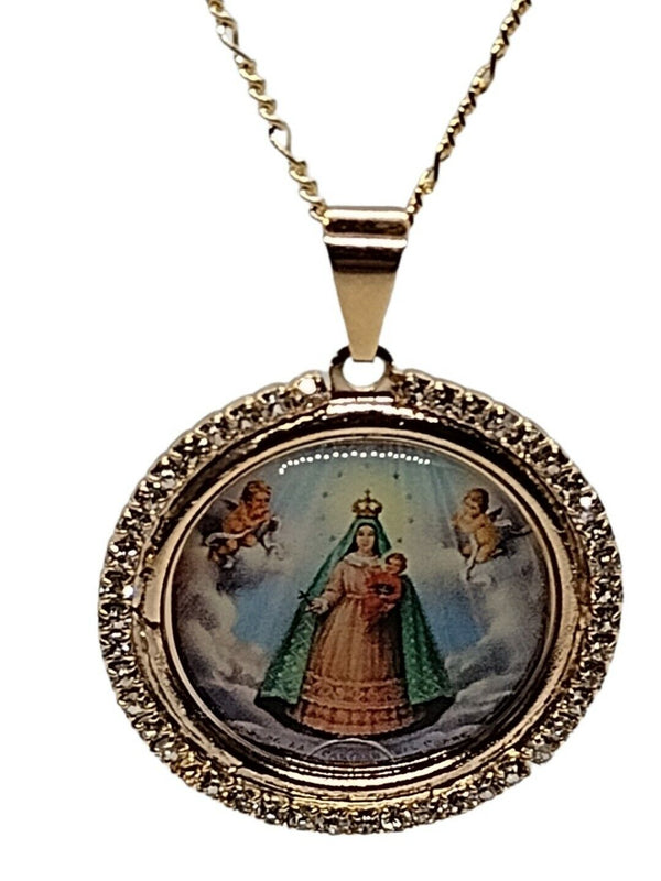 Virgin Caridad del Cobre Pendant Necklace 18K Gold Plated Chain "20 Inches" CUBA
