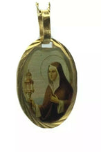 Santa Clara de Asis Medalla Saint Clare of Assisi Medal 18k Gold Plated Medal