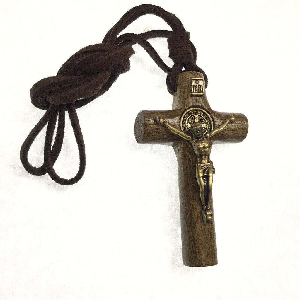 Saint St Benedict of Nursia Medal Cross Crucifix Pendant with Necklace, 26 Inch