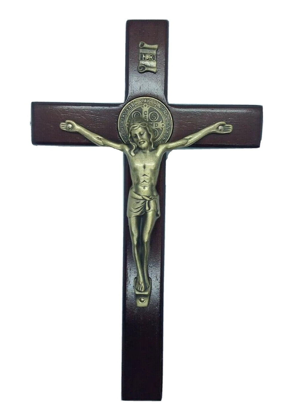 St.Benedict Medal Crucifix Jesus Wood Cross Cruz de San Benito Protection 8.5”