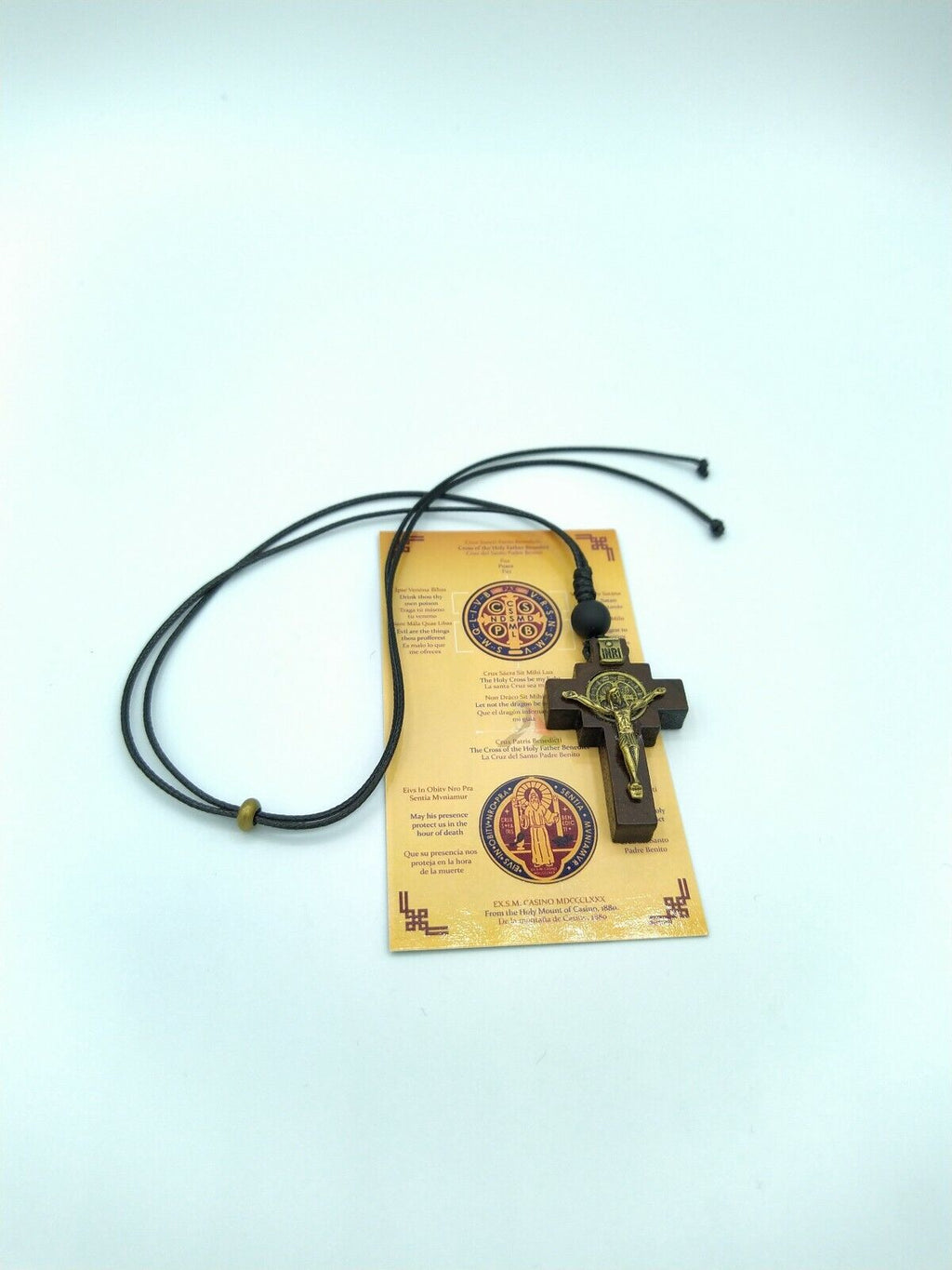 St.Saint Benedict Medal Wooden  Crucifix cross Necklace Cruz medalla San Benito