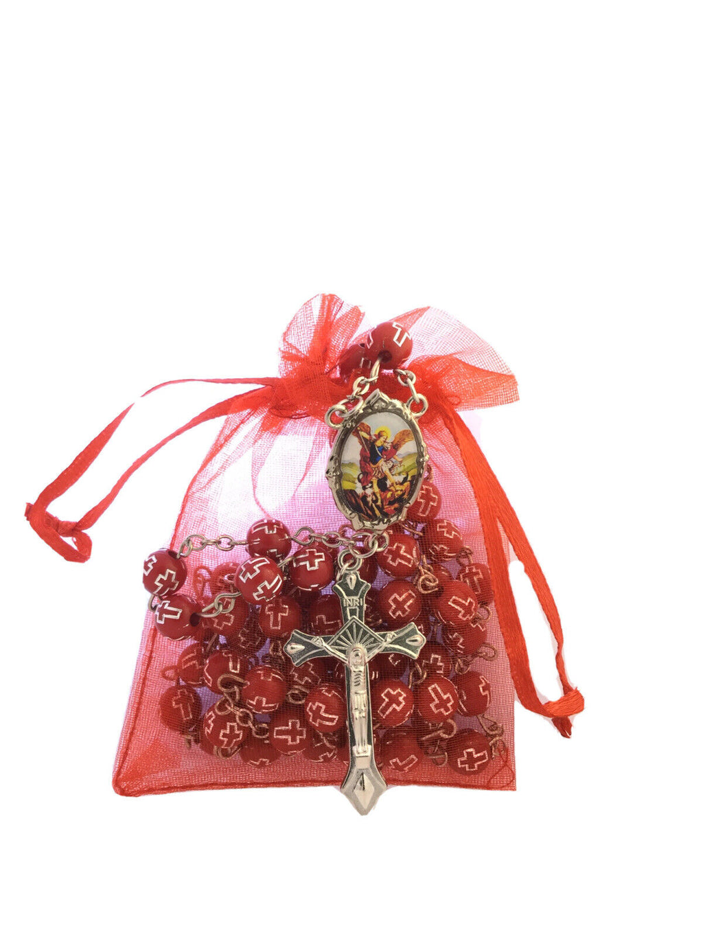 Saint St.Michael Archangel Red Rosary San Miguel arcángel Necklace Protection