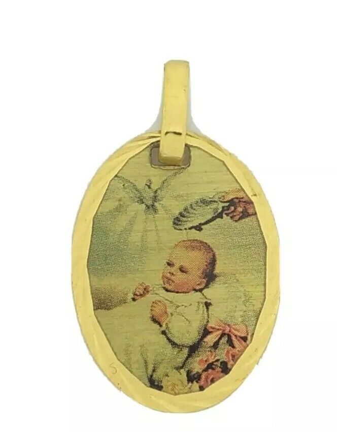 18k Gold Plated Baptism Gift Catholic Medal Pendant Necklace Regalo de Bautizo