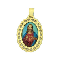Sacred Heart of Jesus Medal Corazon de Jesus Gold Plated Pendant Necklace 