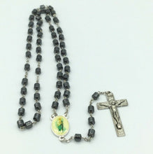 Saint Jude Rosary Hematite San Judas Necklace with Case Cross Jesus Catholic 22