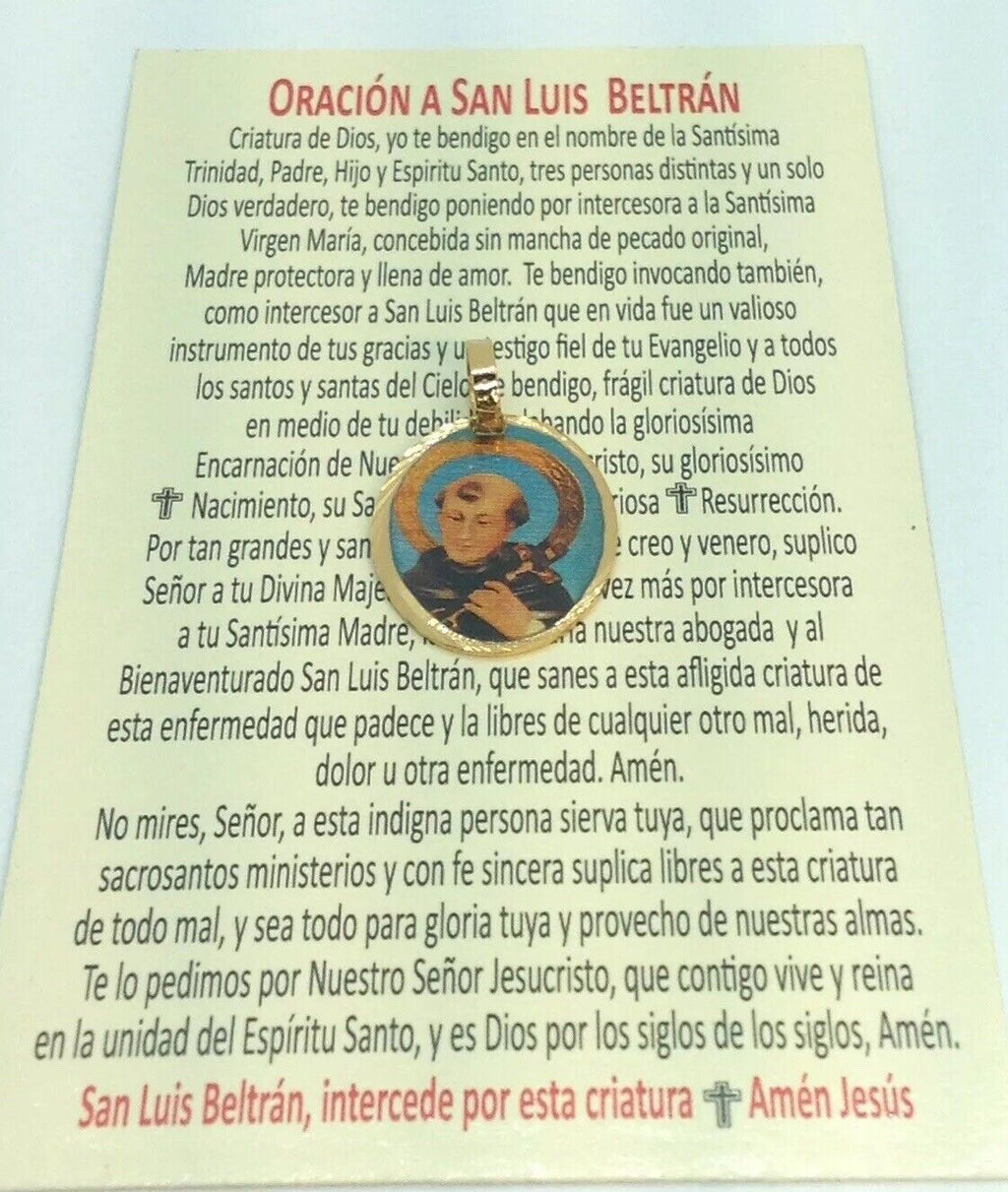 San Luis Beltran Medal 18K Gold Plated With 20 Inch Chain Baby Protection CUBA