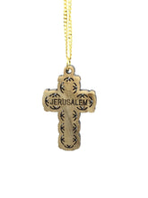  Christian Jewelry Olive wood Jesus Cross Necklace Pendant Charm Jerusalem Cruz