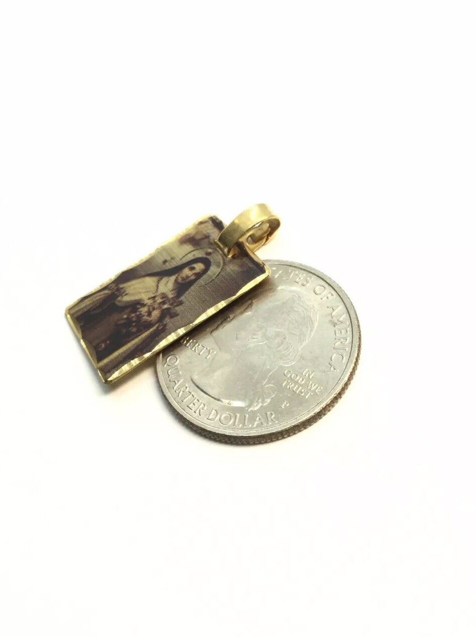 St Theresa Pendant 14k Gold Plated Medal with 20 Inch Chain, Santa Teresa Flow
