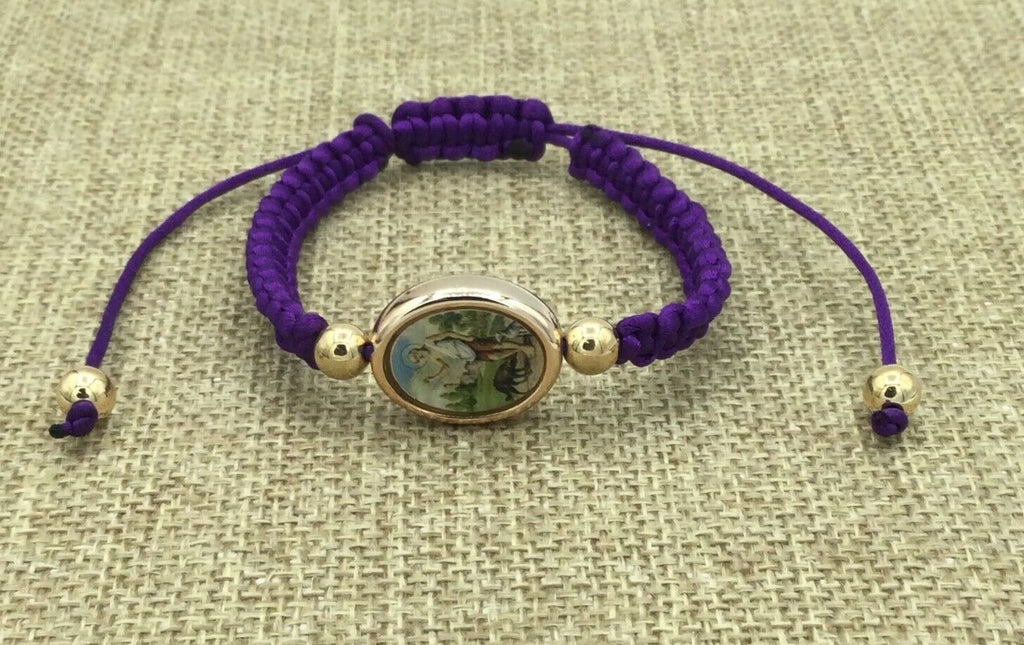 St.Saint Lazarus Bracelet San Lázaro Pulsera Morada Oval Purple Babalú-Ayé 