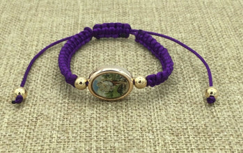 St.Saint Lazarus Bracelet San Lázaro Pulsera Morada Oval Purple Babalú-Ayé 