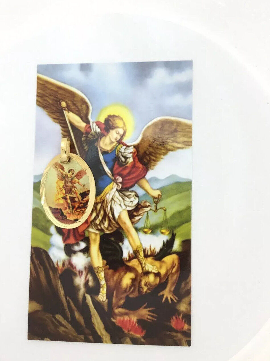 St. Michael Archangel Pendant -  San Miguel 18K Gold Plated with 20 inch Chain