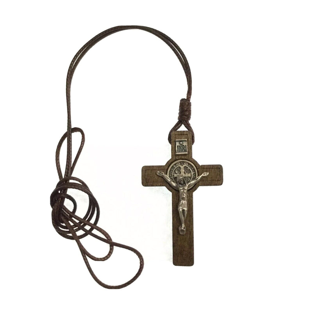 2”Saint St Benedict of Nursia Medal Cross Crucifix Pendant with Necklace 26 Inch