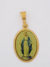 Virgen Milagrosa Pendant 14k Gold Plated Medal with 20 Inch Chain, Lady of Grace