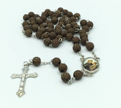 Brown Rosary Saint St. Anthony with Jesus Catholic Necklace Prayer San Antonio