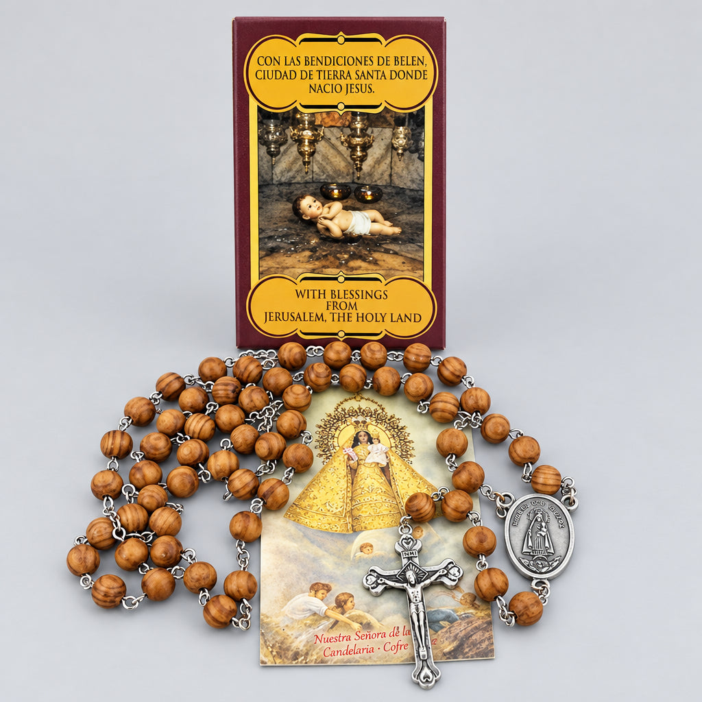 Caridad del Cobre Rosario madera de Jerusalen olive wood rosary JERUSALEM CUBA