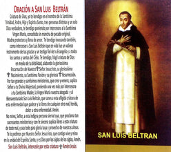 6 San Luis Beltran Estampa laminada Oracion Niños Protección Cuba Spanish Prayer