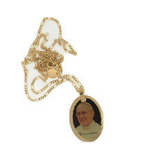 14k gold Plated Religious Catholic Oval Medal Pope Francis With 20 inch chain