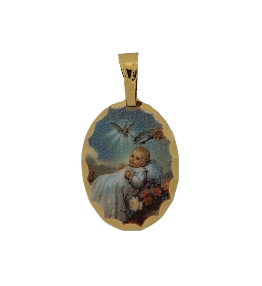 Baptism Gift Medal 14k Gold Plated with 16 inch Chain  Regalo Bautizo Medalla 